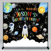Aperturee - Aperturee Starry Galaxy Blast Off Custom Name Birthday Backdrop